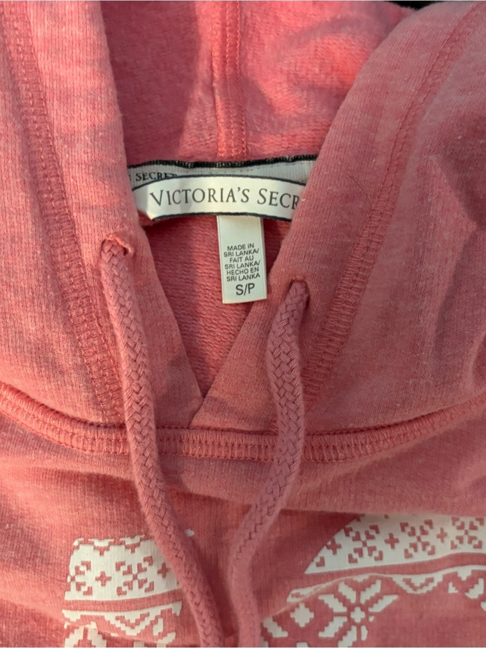 Victoria's Secret Pink Pullover Hoodie with Fair Isle Print